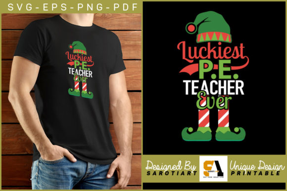 Luckiest P.E. Teacher Ever Sublimation Graphics for Crafts