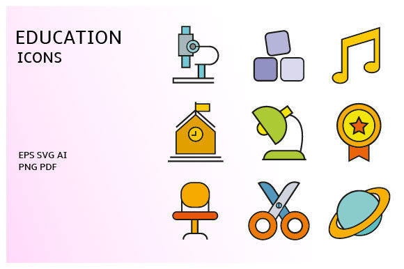 Modern Education Icons for Creative Design