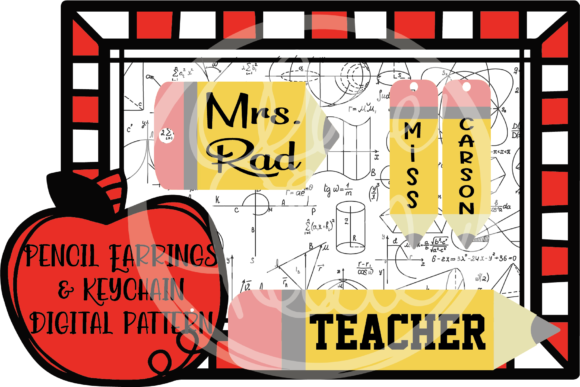 Pencil Earrings Keychain Graphics for Print Templates