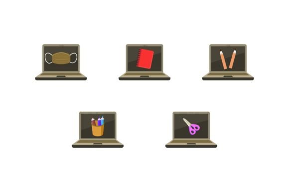 school laptop education: modern graphics for local branding